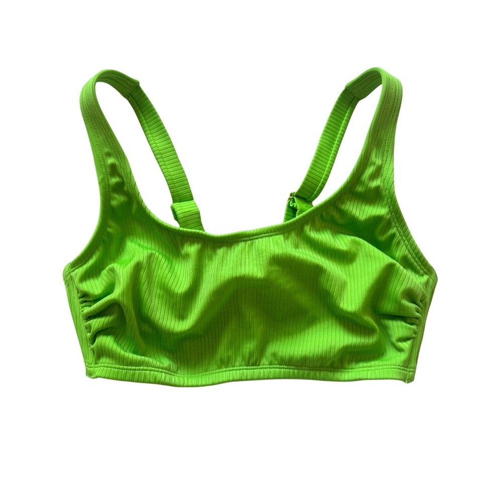 Wild Fable Lime Green Ribbed Bikini Top | Tie Back Swim Top | D/DD
